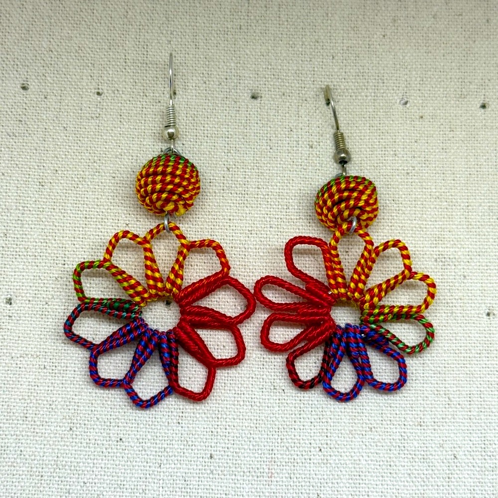 Handmade Earrings - Rainbow flower - Picture 1 of 2